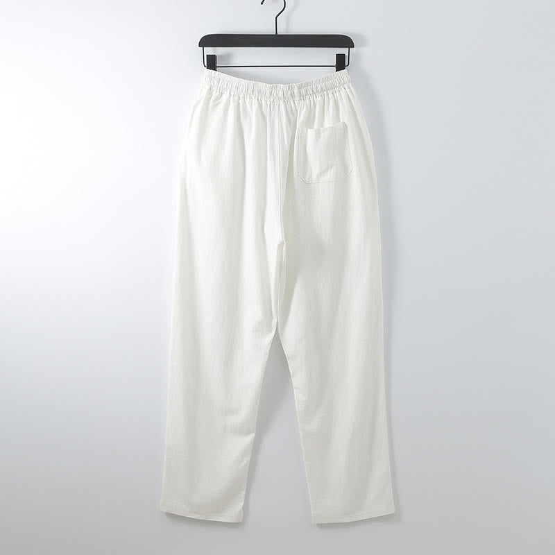 Set di 2 pezzi con pantaloni kimono in cotone e lino con lacci e tasche, ideale per la meditazione maschile, con motivo Buddha Stones. - image 5