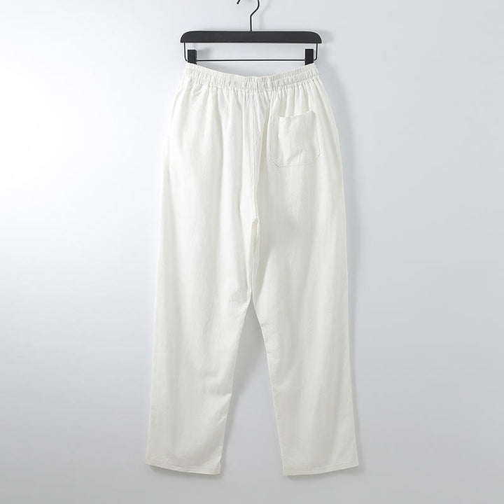 Set di 2 pezzi con pantaloni kimono in cotone e lino con lacci e tasche, ideale per la meditazione maschile, con motivo Buddha Stones. - image 5