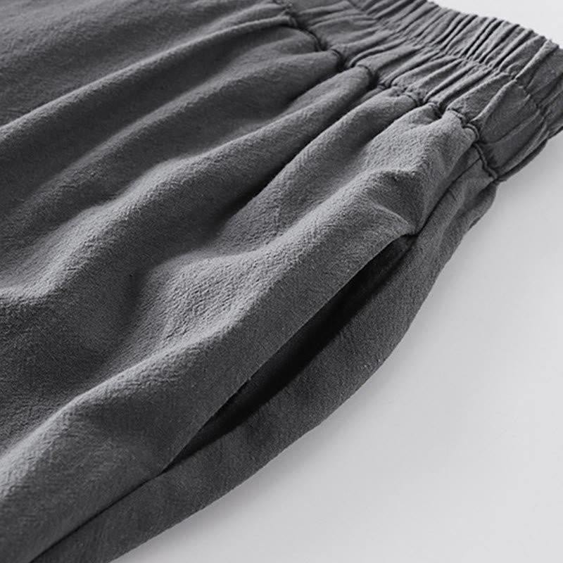 Set di 2 pezzi Buddha Stones, camicia a maniche corte in cotone con scollo a V e pantaloni con tasche, in tessuto per meditazione da uomo - image 13