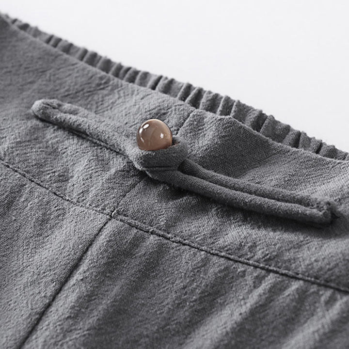 Set di 2 pezzi Buddha Stones, camicia a maniche corte in cotone con scollo a V e pantaloni con tasche, in tessuto per meditazione da uomo - image 15