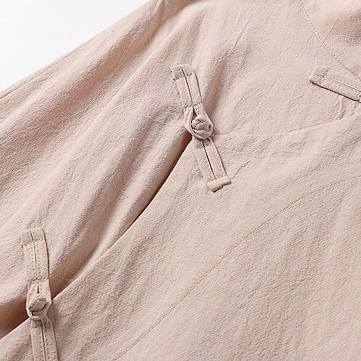 Buddha Stones Camicia da uomo in cotone a maniche lunghe con bottoni cinesi vintage e motivo a rana - image 7