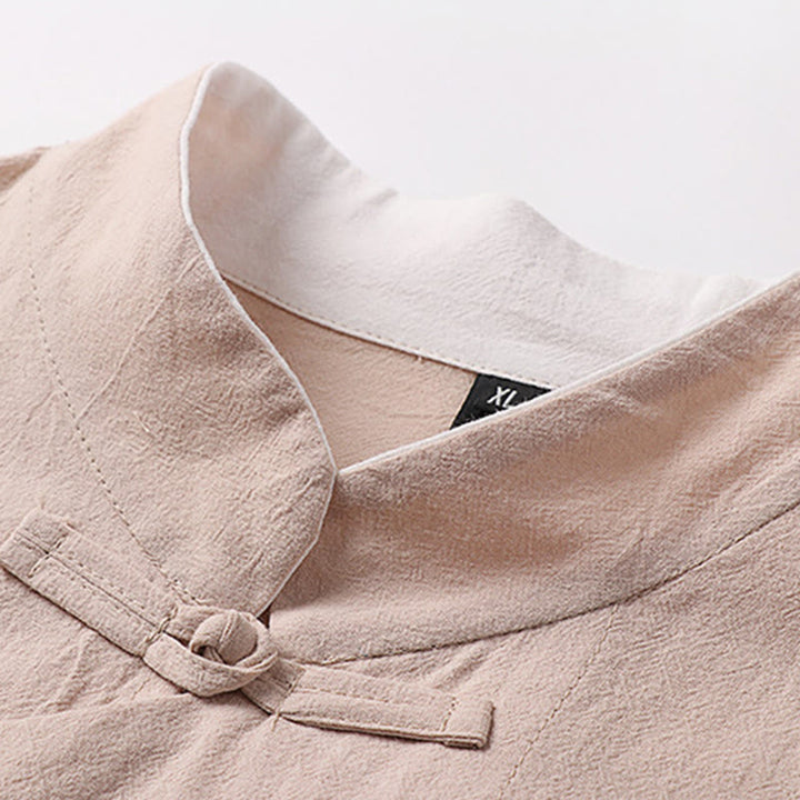 Buddha Stones Camicia da uomo in cotone a maniche lunghe con bottoni cinesi vintage e motivo a rana - image 6