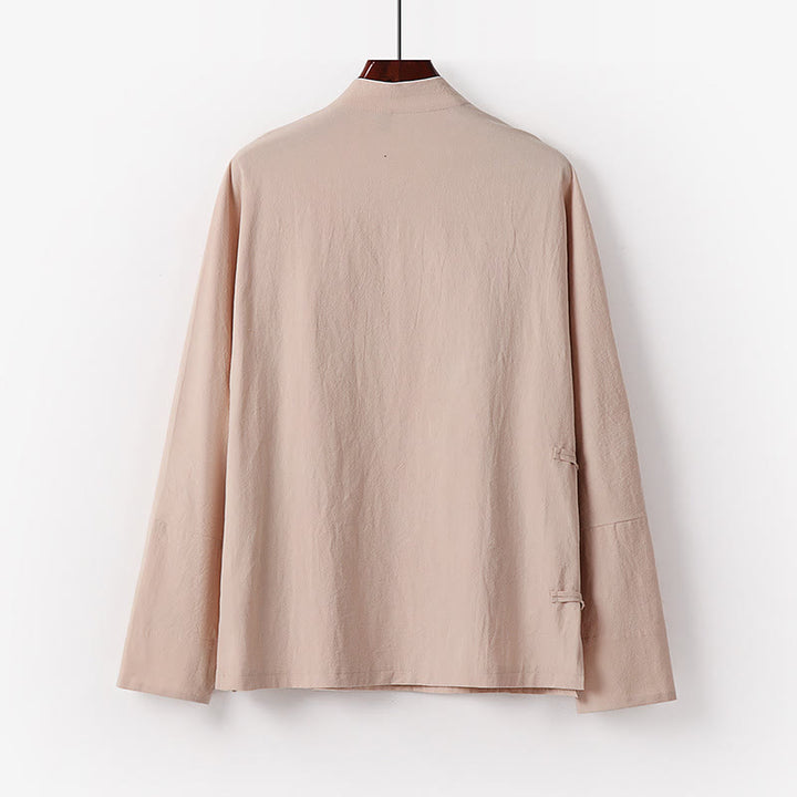 Buddha Stones Camicia da uomo in cotone a maniche lunghe con bottoni cinesi vintage e motivo a rana - image 5