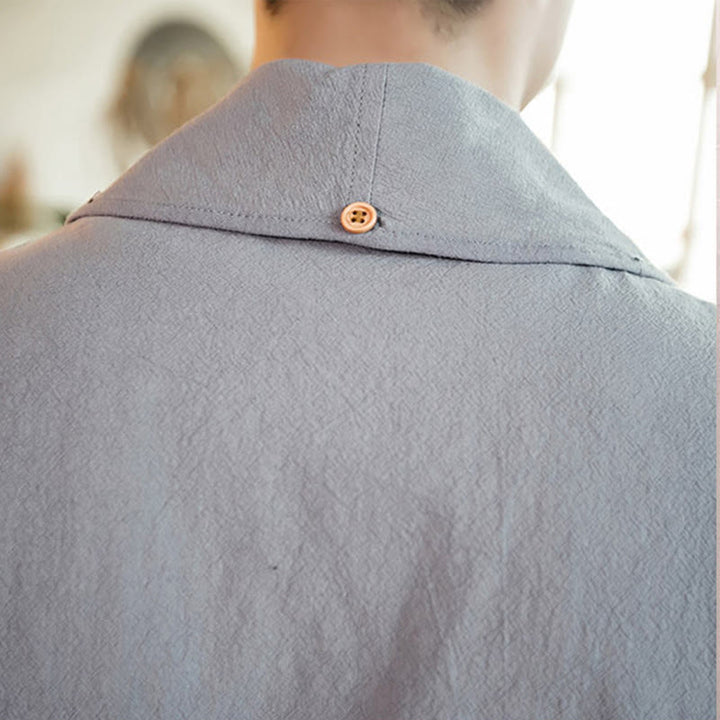 Giacca da uomo in cotone con risvolto semplice vintage Buddha Stones e apertura frontale - image 13