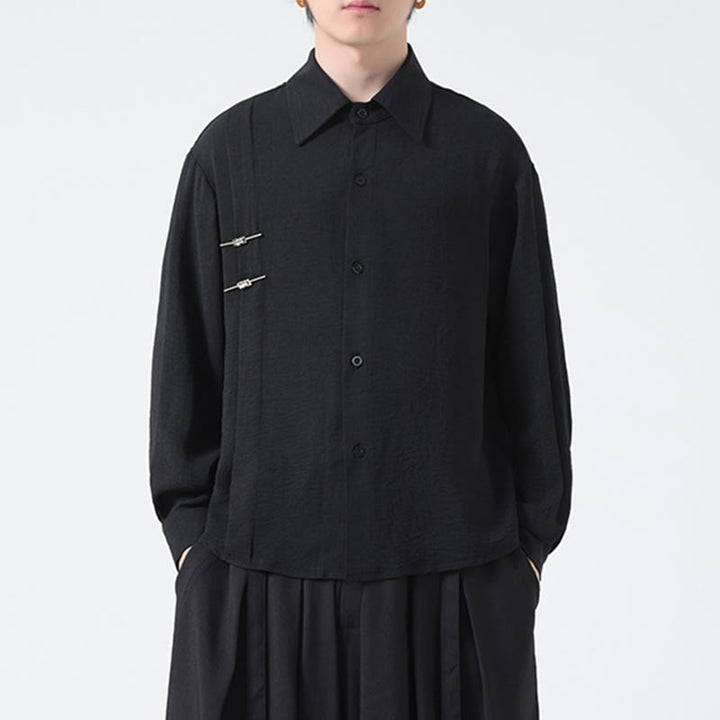 Camicia da uomo in cotone a maniche lunghe con colletto rialzato e bottoni semplici Buddha Stones - image 20