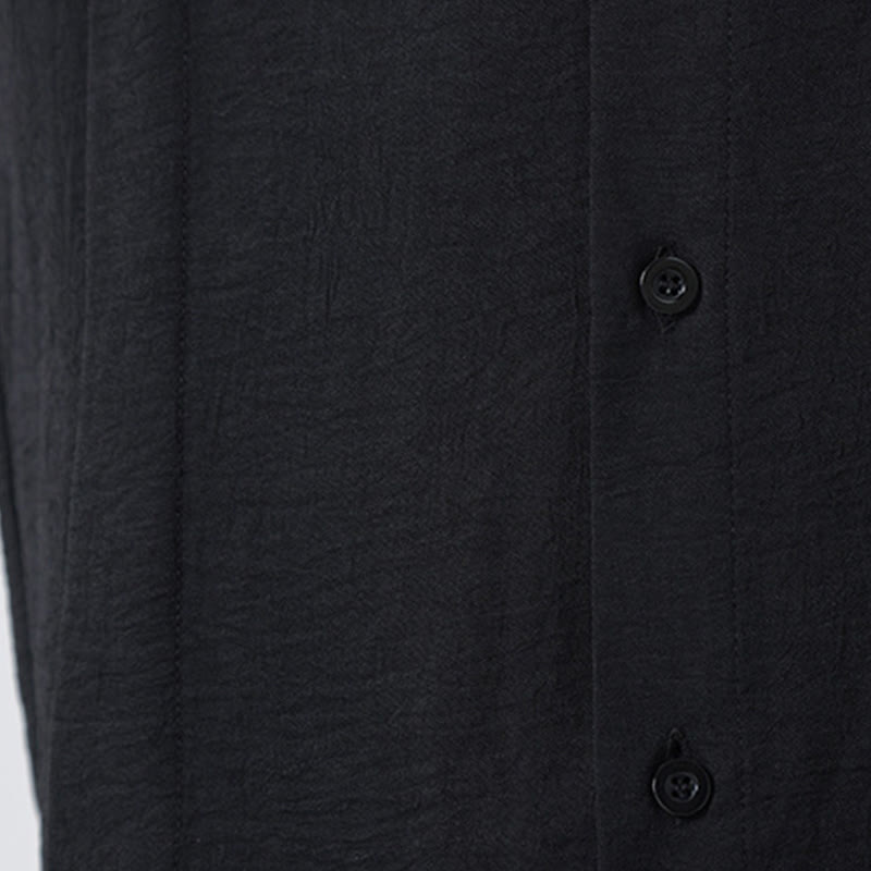 Camicia da uomo in cotone a maniche lunghe con colletto rialzato e bottoni semplici Buddha Stones - image 28