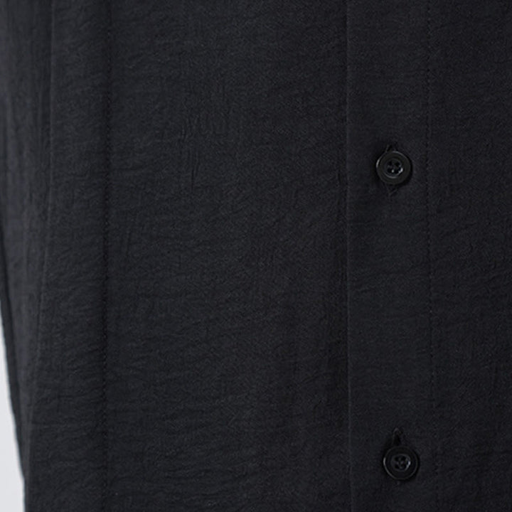 Camicia da uomo in cotone a maniche lunghe con colletto rialzato e bottoni semplici Buddha Stones - image 28