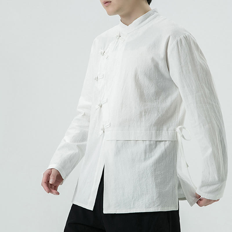 Buddha Stones Camicia da uomo a maniche lunghe in cotone con bottoni a rana cinesi d'epoca - image 3