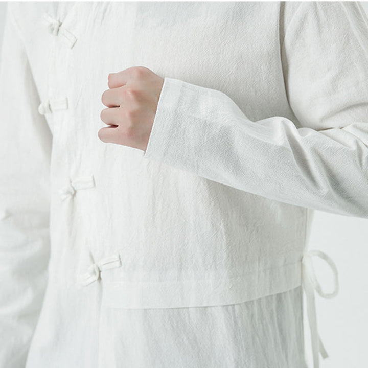 Buddha Stones Camicia da uomo a maniche lunghe in cotone con bottoni a rana cinesi d'epoca - image 9