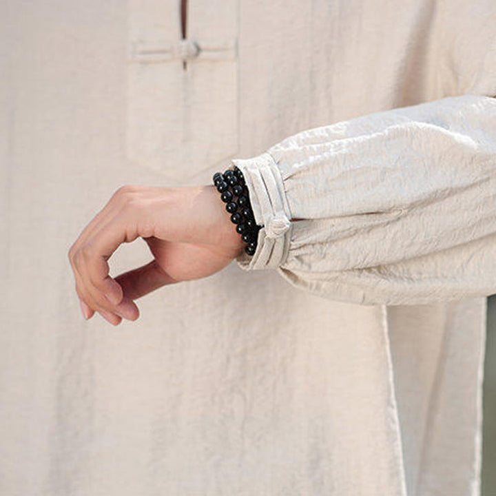 Buddha Stones in cotone a maniche lunghe con colletto rialzato e due bottoni a forma di rana Buddha Stones - image 21