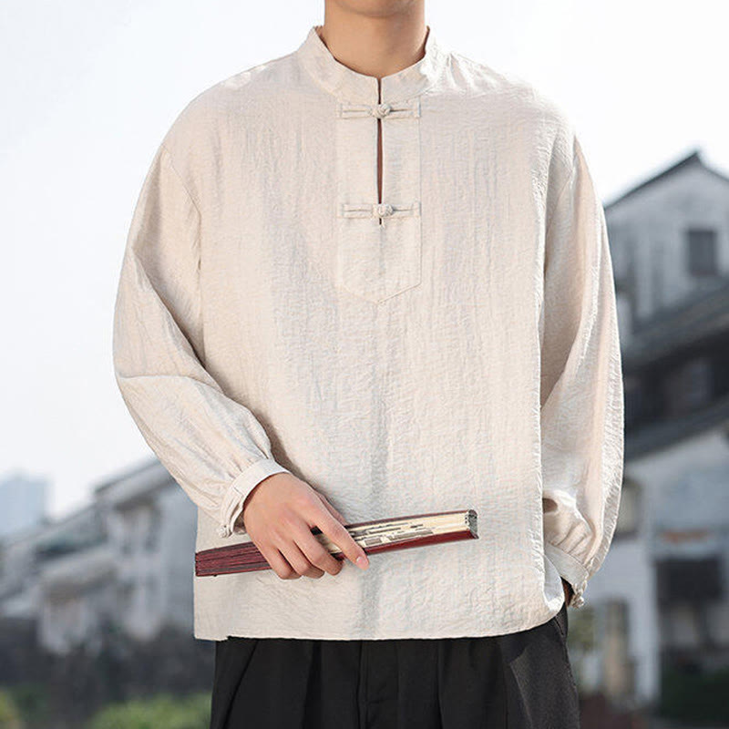 Buddha Stones in cotone a maniche lunghe con colletto rialzato e due bottoni a forma di rana Buddha Stones - image 18