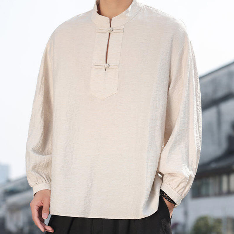 Buddha Stones in cotone a maniche lunghe con colletto rialzato e due bottoni a forma di rana Buddha Stones - image 19