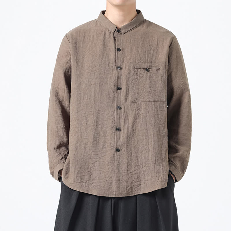 Camicia da uomo in cotone a maniche lunghe con colletto rialzato, stile vintage, motivo Buddha Stones - Abbronzatura - US/UK/AU48, EU58 (5XL) - image 16