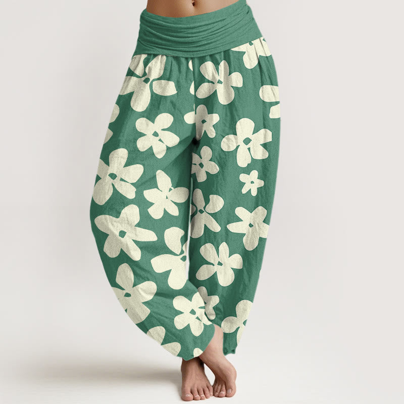 Pantaloni harem da donna con elastico in vita, stile bohémien, floreali, stile casual , Buddha Stones - Verdemare medio - US22, UK/AU26, EU54 (6XL) - image 1