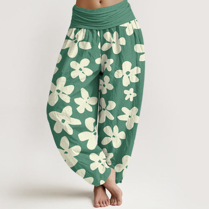 Pantaloni harem da donna con elastico in vita, stile bohémien, floreali, stile casual , Buddha Stones - Verdemare medio - US22, UK/AU26, EU54 (6XL) - image 1
