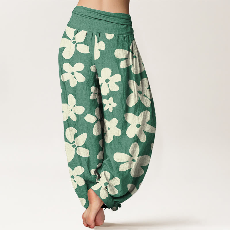Pantaloni harem da donna in cotone con elastico in vita, stile bohémien, casual e floreali, con Buddha Stones - image 2