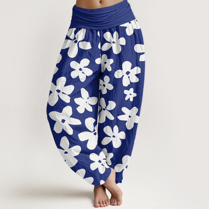 Pantaloni harem da donna con elastico in vita, stile bohémien, floreali, stile casual , Buddha Stones - Blu scuro - US22, UK/AU26, EU54 (6XL) - image 5