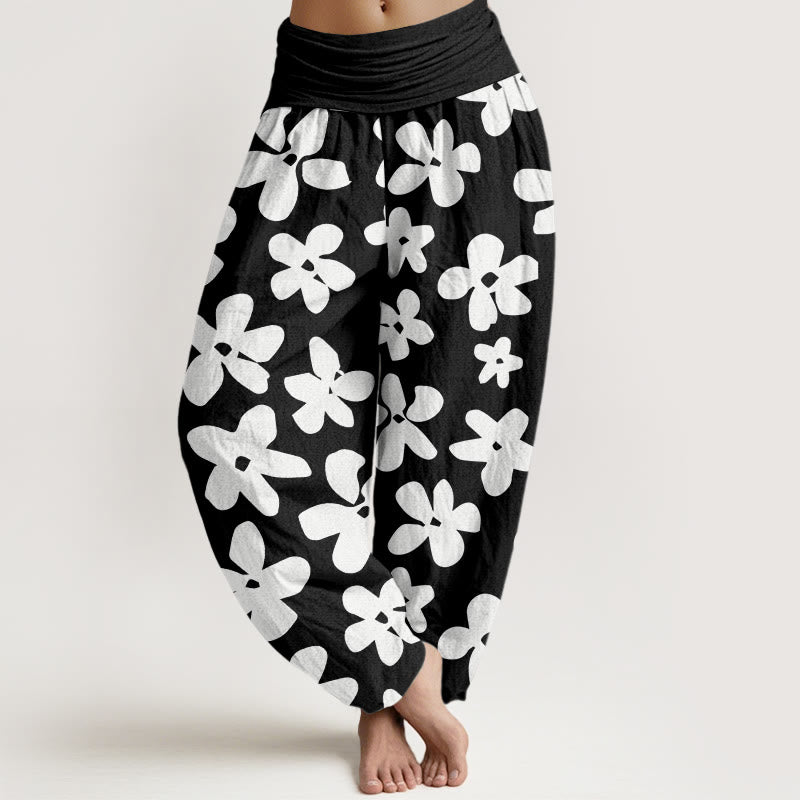 Pantaloni harem da donna con elastico in vita, stile bohémien, floreali, stile casual , Buddha Stones - Nero - US22, UK/AU26, EU54 (6XL) - image 8
