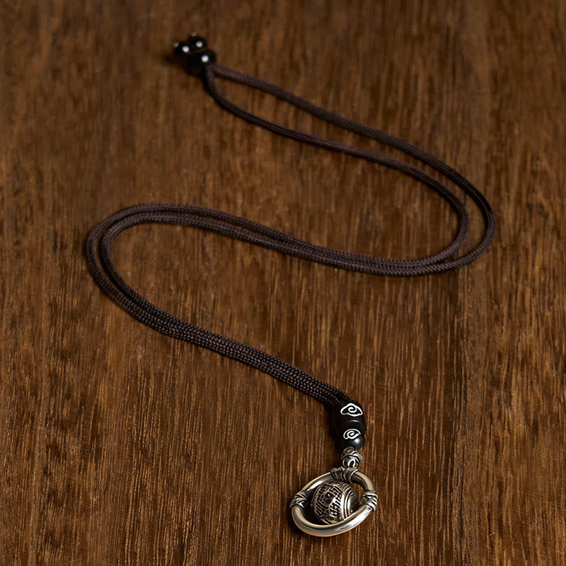 Collana con ciondolo rotante in argento placcato in rame Buddha Stones Om Mani Padme Hum - image 2