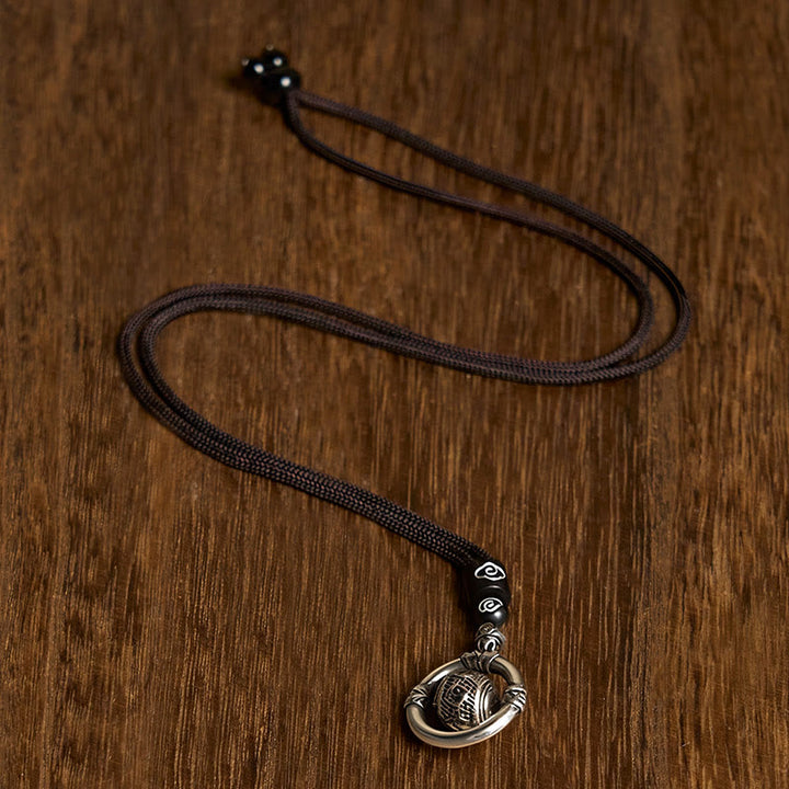Collana con ciondolo rotante in argento placcato in rame Buddha Stones Om Mani Padme Hum - image 2