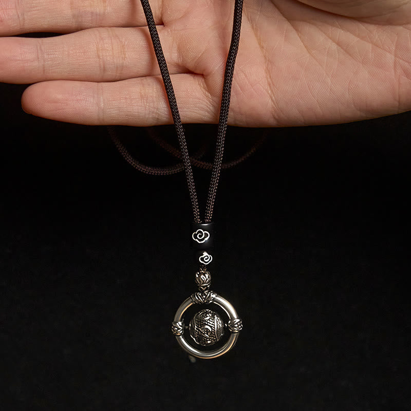 Collana con ciondolo rotante in argento placcato in rame Buddha Stones Om Mani Padme Hum - image 4