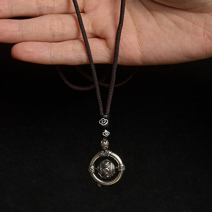 Collana con ciondolo rotante in argento placcato in rame Buddha Stones Om Mani Padme Hum - image 4