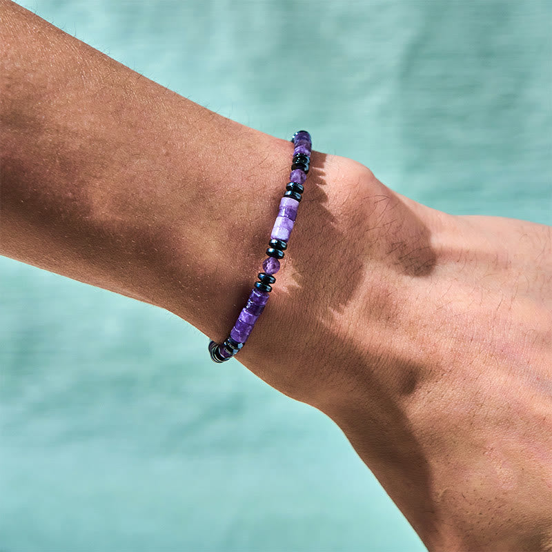 Bracciale di consapevolezza spirituale in ametista ematite Buddha Stones - image 4
