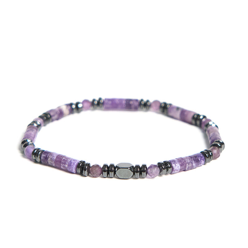 Bracciale di consapevolezza spirituale in ametista ematite Buddha Stones - Ematite ametista (circonferenza del polso 15-17 cm) - image 1