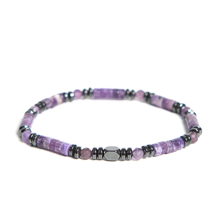 Bracciale di consapevolezza spirituale in ametista ematite Buddha Stones - Ematite ametista (circonferenza del polso 15-17 cm) - image 1
