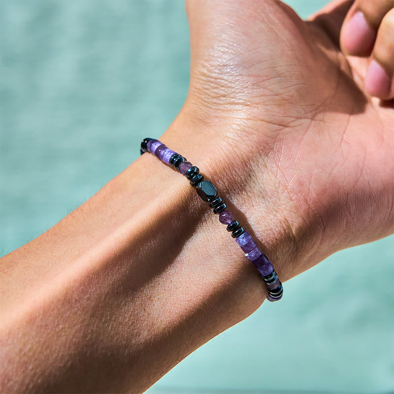 Bracciale di consapevolezza spirituale in ametista ematite Buddha Stones - image 3