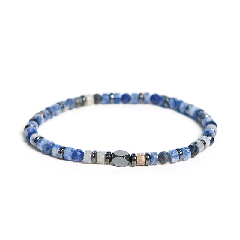 Bracciale Intuition Buddha Stone, Sodalite, Ematite, Avventurina Blu - Sodalite (circonferenza del polso 15-17 cm) - image 1