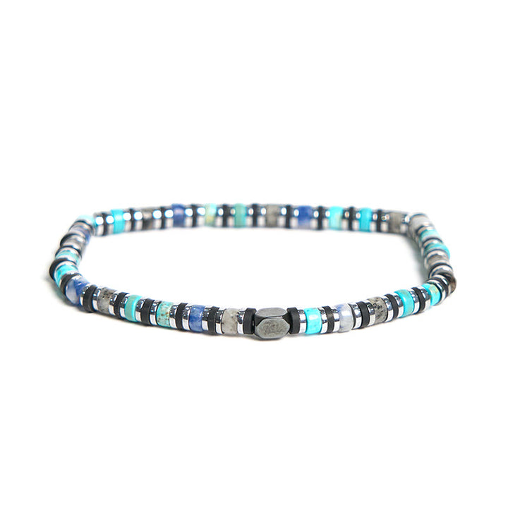 Buddha Stones Varie pietre Ematite Turchese Pietra dell'Imperatore Bracciale di supporto potente - Ematite turchese (circonferenza polso 15-17 cm) - image 1