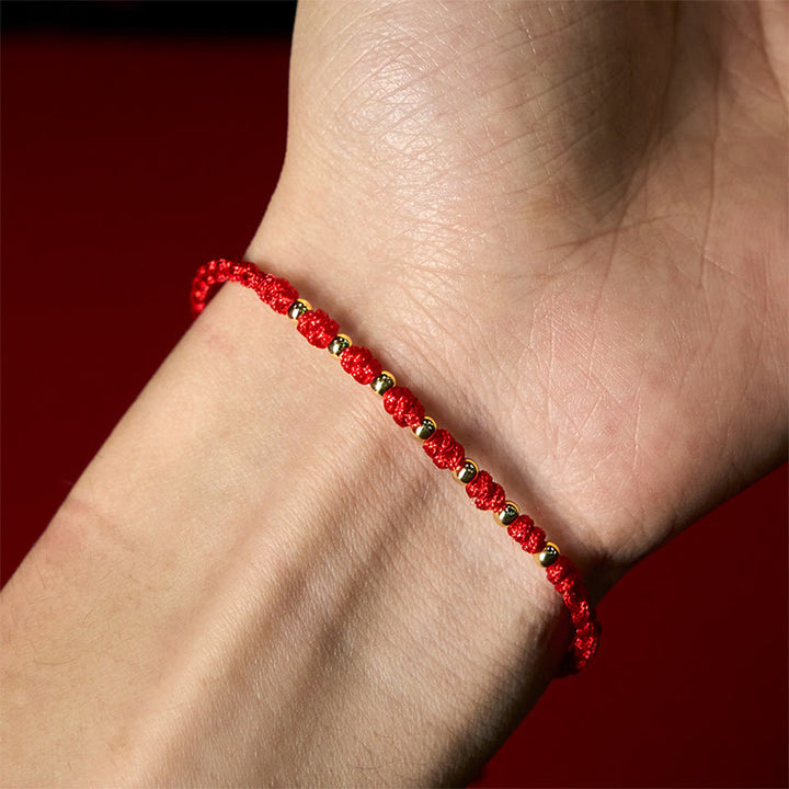 Braccialetto di protezione intrecciato con perline in argento sterling 925 placcato oro e cordino rosso Buddha Stones - image 16