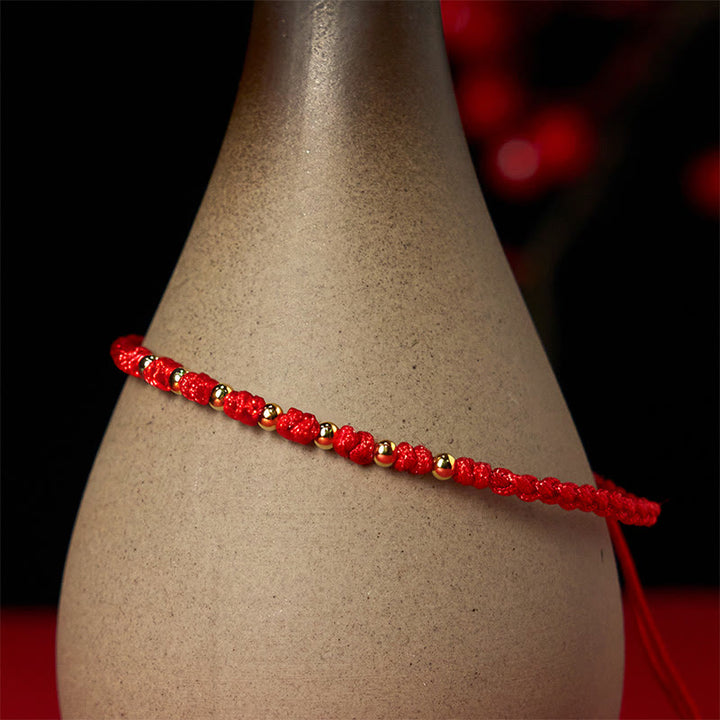 Braccialetto di protezione intrecciato con perline in argento sterling 925 placcato oro e cordino rosso Buddha Stones - image 4