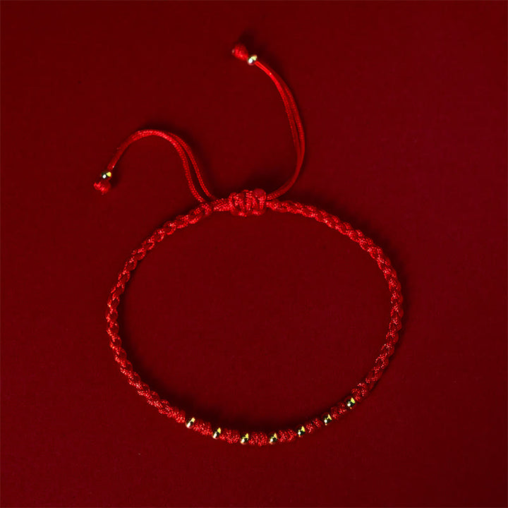 Braccialetto di protezione intrecciato con perline in argento sterling 925 placcato oro e cordino rosso Buddha Stones - image 2
