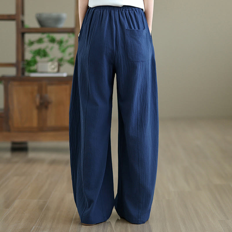 Pantaloni da donna in cotone e lino con tasche, lunghezza alla caviglia, modello Buddha Stones, modello semplice a pieghe - image 17