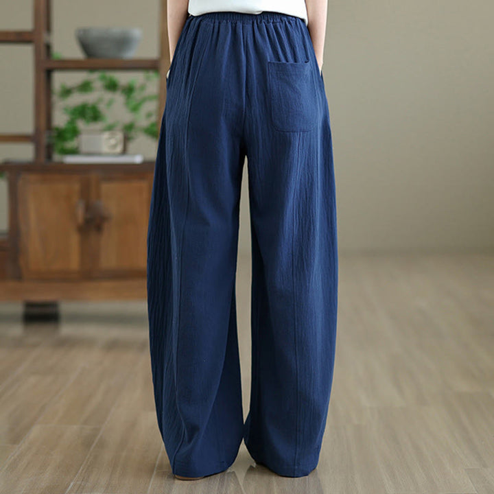 Pantaloni da donna in cotone e lino con tasche, lunghezza alla caviglia, modello Buddha Stones, modello semplice a pieghe - image 17