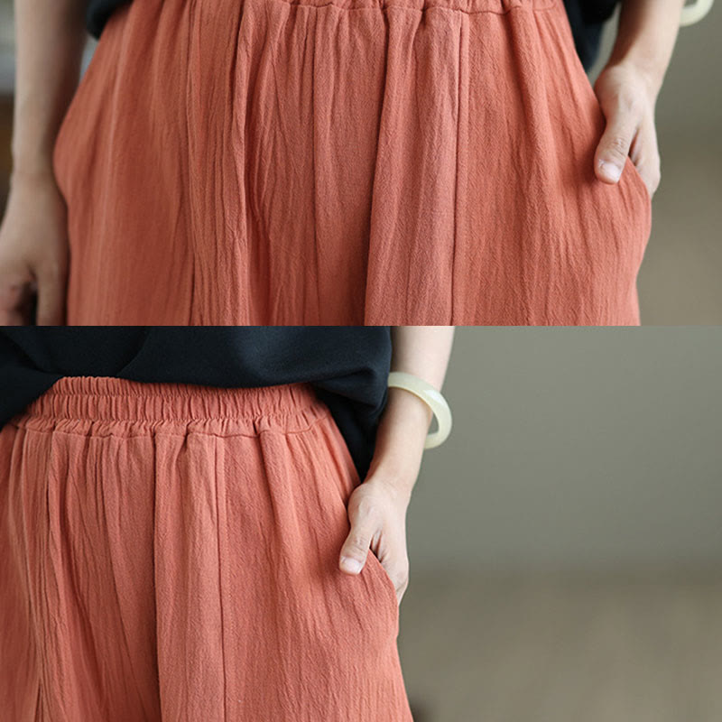Pantaloni da donna in cotone e lino con tasche, lunghezza alla caviglia, modello Buddha Stones, modello semplice a pieghe - image 6