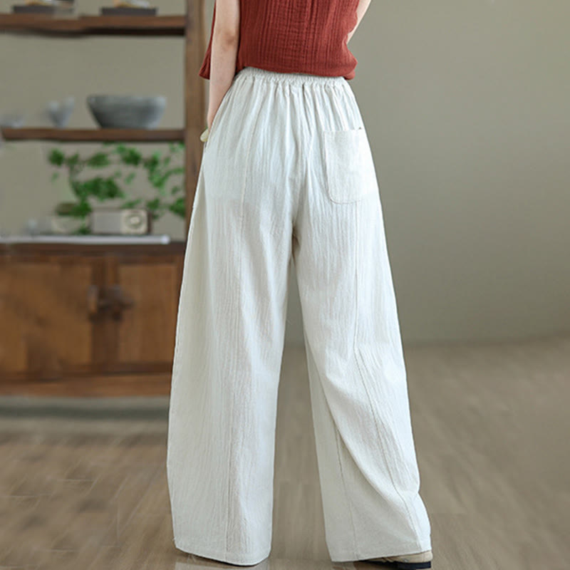 Pantaloni da donna in cotone e lino con tasche, lunghezza alla caviglia, modello Buddha Stones, modello semplice a pieghe - image 11