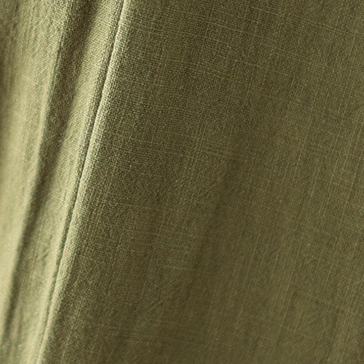 Pantaloni da donna in cotone e lino con elastico in vita e tasche, modello Buddha Stones Commute Button Design - image 10