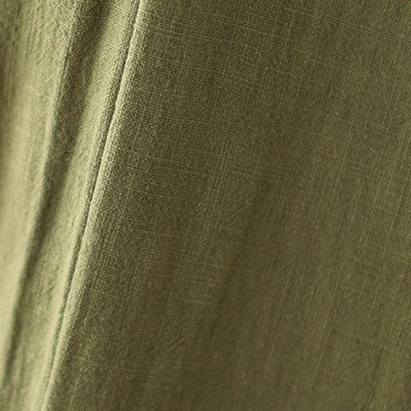 Pantaloni da donna in cotone e lino con elastico in vita e tasche, modello Buddha Stones Commute Button Design - image 9