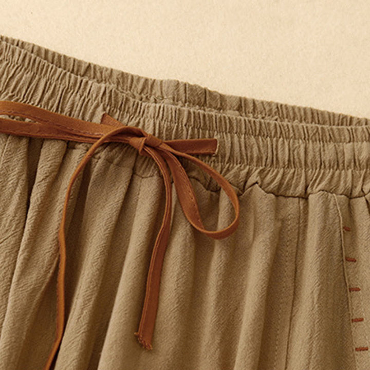 Pantaloni larghi da donna in cotone con tasche, lunghezza 7-8, modello Buddha Stones, con spacchi laterali casual - image 2