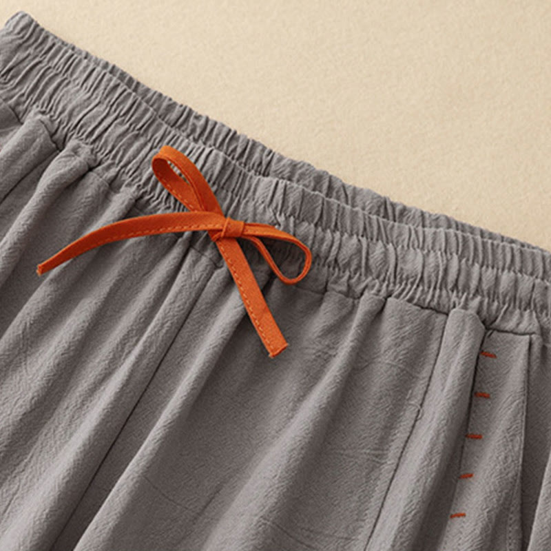 Pantaloni larghi da donna in cotone con tasche, lunghezza 7-8, modello Buddha Stones, con spacchi laterali casual - image 11