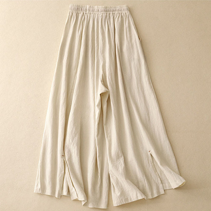 Pantaloni larghi da donna in cotone con tasche, lunghezza 7-8, modello Buddha Stones, con spacchi laterali casual - image 5