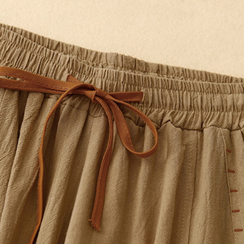 Pantaloni larghi da donna in cotone con tasche, lunghezza 7-8, modello Buddha Stones, con spacchi laterali casual - image 1