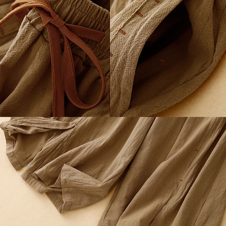 Pantaloni larghi da donna in cotone con tasche, lunghezza 7-8, modello Buddha Stones, con spacchi laterali casual - image 2