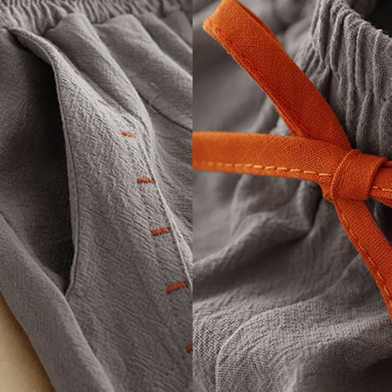 Pantaloni larghi da donna in cotone con tasche, lunghezza 7-8, modello Buddha Stones, con spacchi laterali casual - image 14