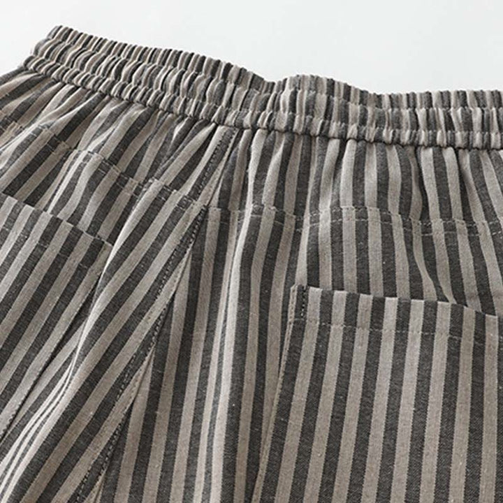 Pantaloni larghi in cotone con coulisse a righe Buddha Stones Commute da donna con tasche - image 9