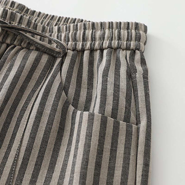 Pantaloni larghi in cotone con coulisse a righe Buddha Stones Commute da donna con tasche - image 11