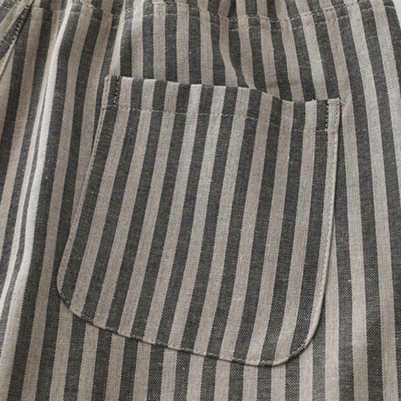 Pantaloni larghi in cotone con coulisse a righe Buddha Stones Commute da donna con tasche - image 10